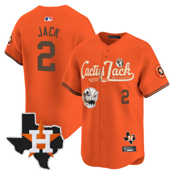 Men's Houston Astros Cactus Jack Patch Vapor Premier Limited Jersey V8 - Stitched - Image 29