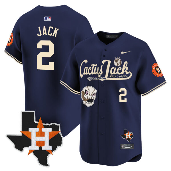 Men's Houston Astros Cactus Jack Patch Vapor Premier Limited Jersey V8 - Stitched - Image 38