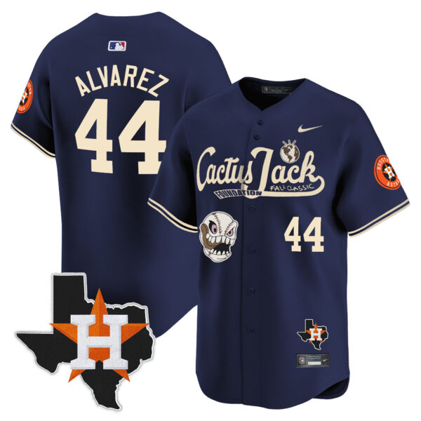 Men's Houston Astros Cactus Jack Patch Vapor Premier Limited Jersey V8 - Stitched - Image 42