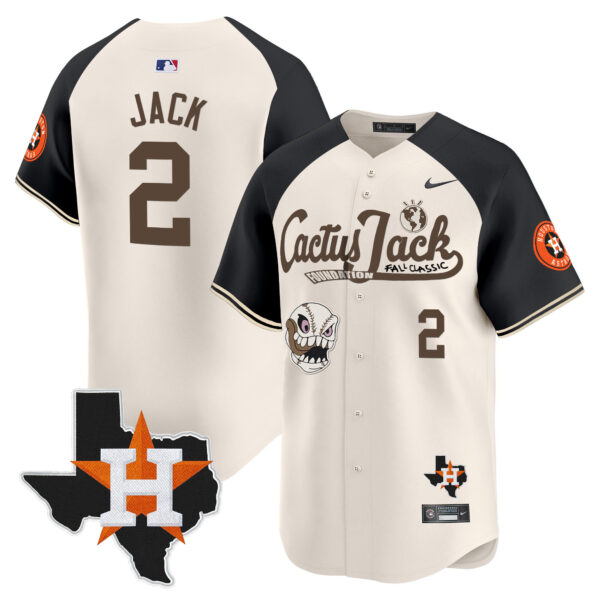 Men's Houston Astros Cactus Jack Patch Vapor Premier Limited Jersey V8 - Stitched - Image 47