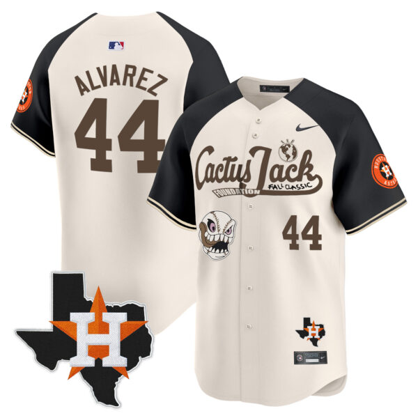 Men's Houston Astros Cactus Jack Patch Vapor Premier Limited Jersey V8 - Stitched - Image 51