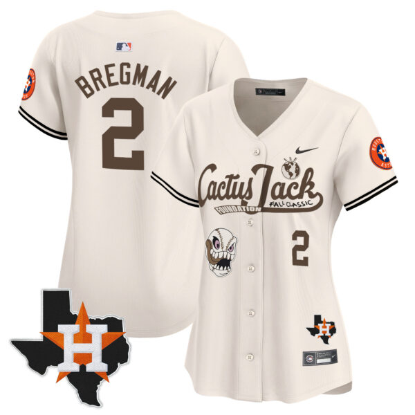 Women's Houston Astros Cactus Jack Patch Vapor Premier Limited Jersey V8 - Stitched - Image 4