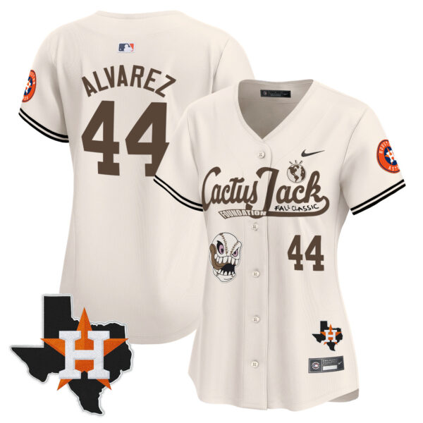 Women's Houston Astros Cactus Jack Patch Vapor Premier Limited Jersey V8 - Stitched - Image 6
