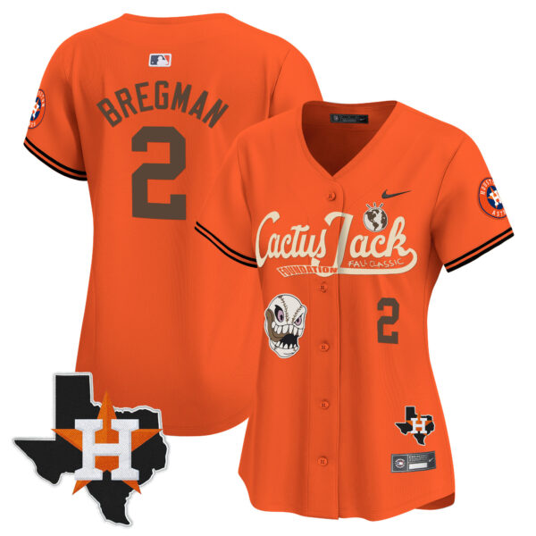 Women's Houston Astros Cactus Jack Patch Vapor Premier Limited Jersey V8 - Stitched - Image 31