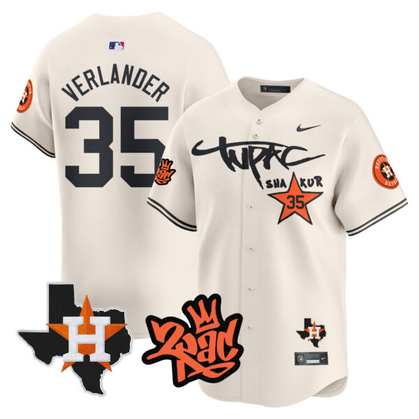 Men's Astros Tupac Shakur Vapor Premier Limited Jersey - All Stitched - Image 7