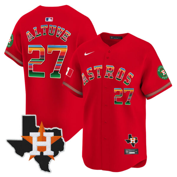 Youth's Astros Mexico Texas Patch Vapor Premier Limited Jersey - All Stitched - Image 35