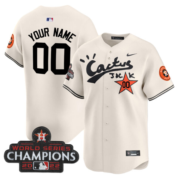 Houston Astros Cactus Jack Champions Patch Vapor Premier Limited Custom Jersey - All Stitched