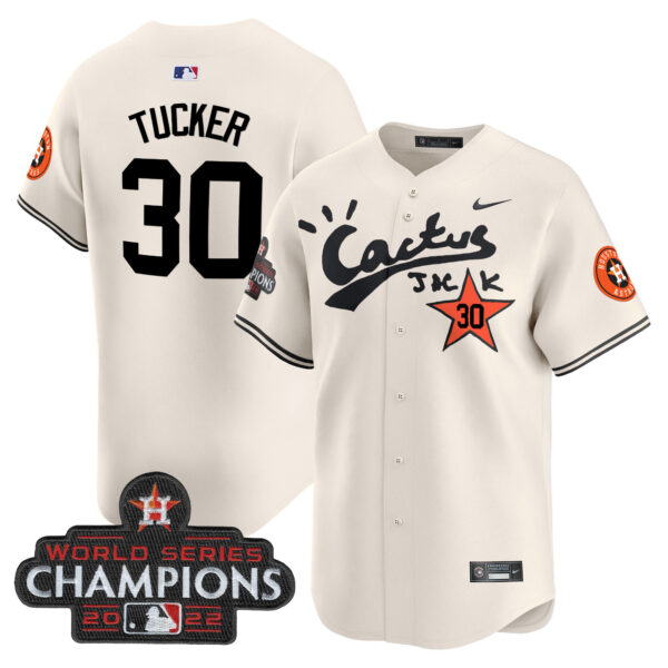 Men's Houston Astros Cactus Jack Champions Patch Vapor Premier Limited Jersey - All Stitched - Image 8
