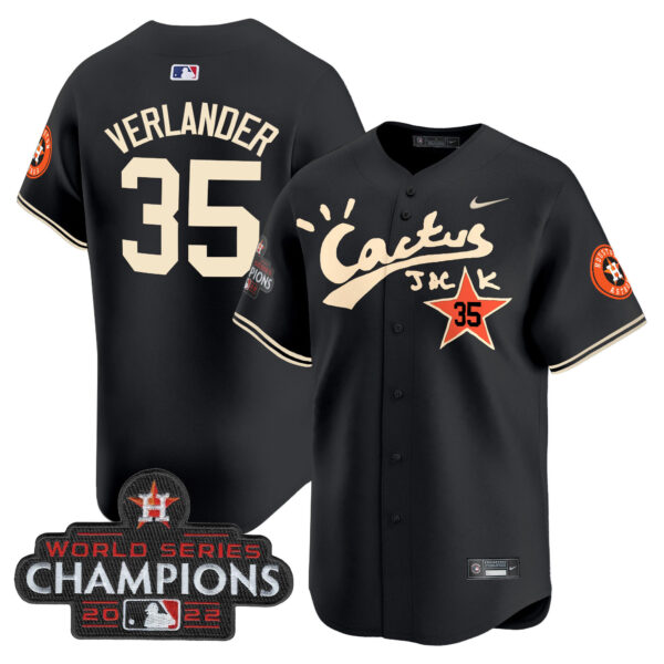 Men's Houston Astros Cactus Jack Champions Patch Vapor Premier Limited Jersey - All Stitched - Image 16