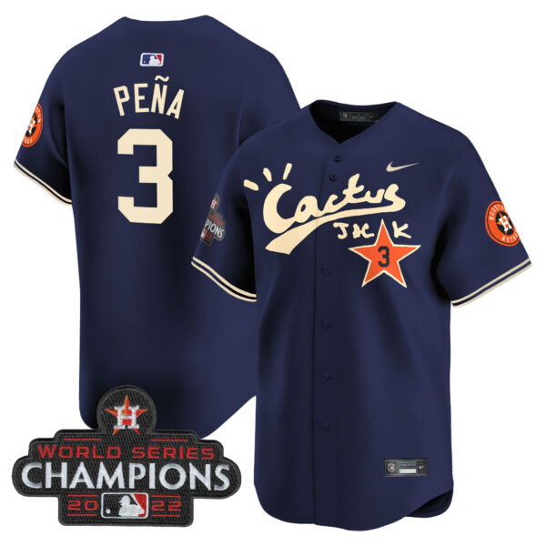 Men's Houston Astros Cactus Jack Champions Patch Vapor Premier Limited Jersey - All Stitched - Image 30