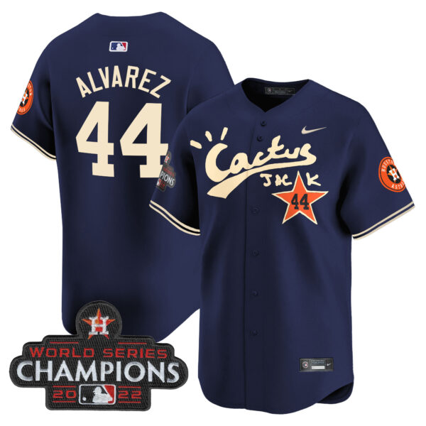 Men's Houston Astros Cactus Jack Champions Patch Vapor Premier Limited Jersey - All Stitched - Image 33