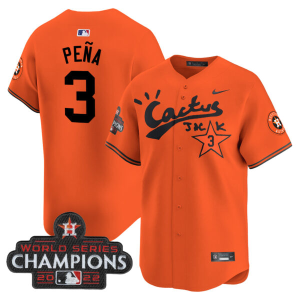 Men's Houston Astros Cactus Jack Champions Patch Vapor Premier Limited Jersey - All Stitched - Image 39