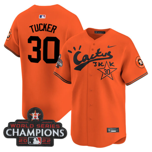 Men's Houston Astros Cactus Jack Champions Patch Vapor Premier Limited Jersey - All Stitched - Image 44