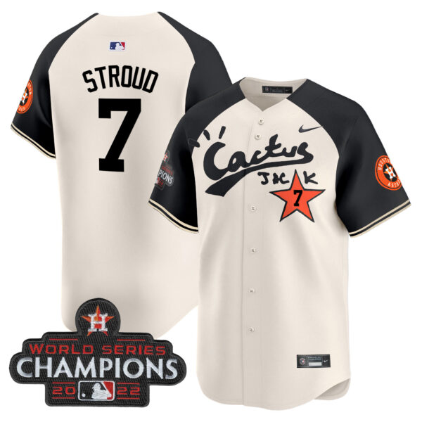 Men's Houston Astros Cactus Jack Champions Patch Vapor Premier Limited Jersey - All Stitched - Image 46