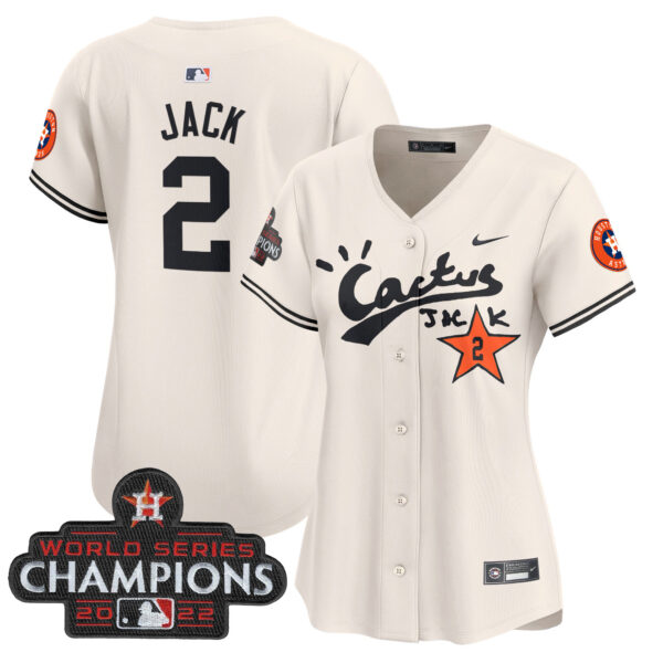 Women's Houston Astros Cactus Jack Champions Patch Vapor Premier Limited Jersey - All Stitched - Image 2