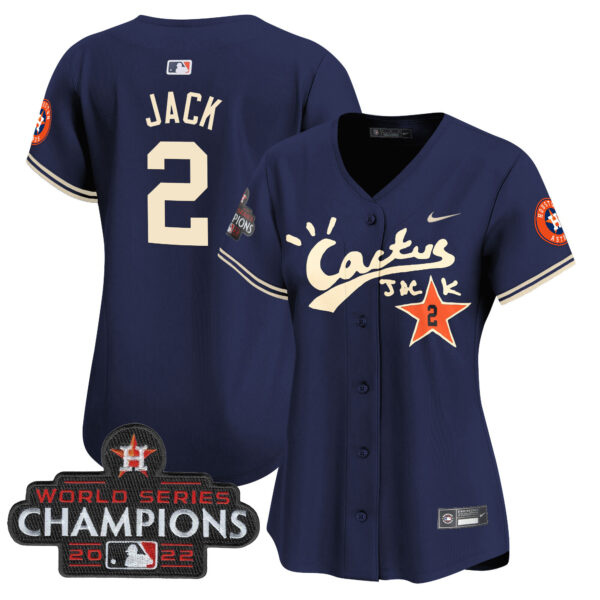 Women's Houston Astros Cactus Jack Champions Patch Vapor Premier Limited Jersey - All Stitched - Image 29