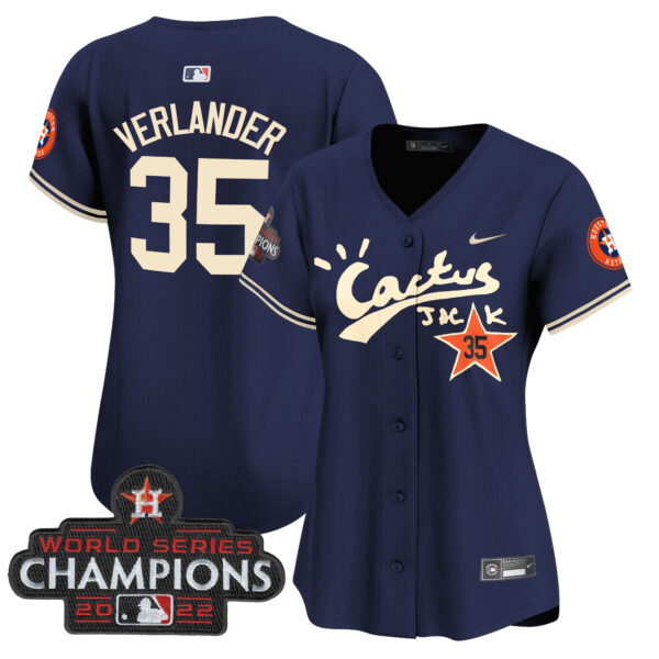 Women's Houston Astros Cactus Jack Champions Patch Vapor Premier Limited Jersey - All Stitched - Image 34