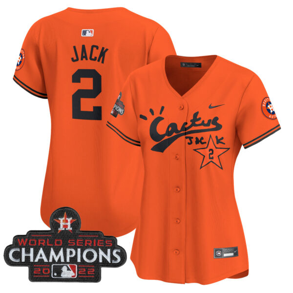 Women's Houston Astros Cactus Jack Champions Patch Vapor Premier Limited Jersey - All Stitched - Image 38
