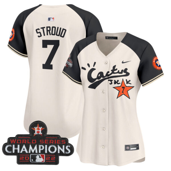 Women's Houston Astros Cactus Jack Champions Patch Vapor Premier Limited Jersey - All Stitched - Image 46