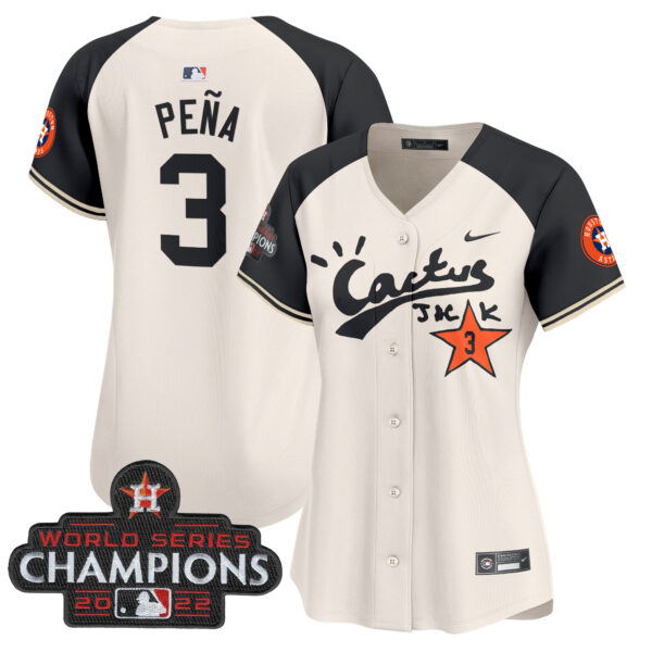 Women's Houston Astros Cactus Jack Champions Patch Vapor Premier Limited Jersey - All Stitched - Image 48