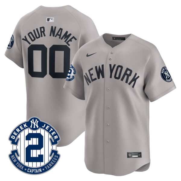New York Yankees Derek Jeter Patch Vapor Premier Limited Custom Jersey - All Stitched - Image 4
