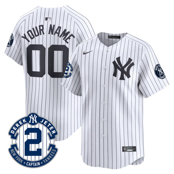 New York Yankees Derek Jeter Patch Vapor Premier Limited Custom Jersey - All Stitched - Image 3