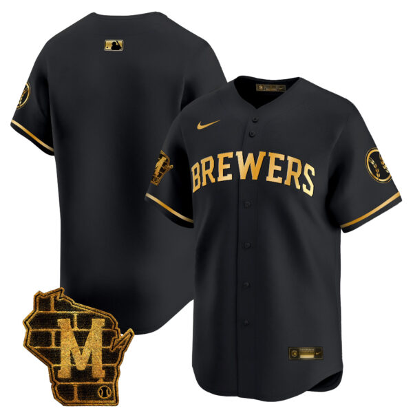 Men's Milwaukee Brewers Home Patch Vapor Premier Limited Jersey - All Stitched - Image 6