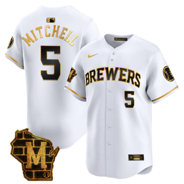 Men's Milwaukee Brewers Home Patch Vapor Premier Limited Jersey - All Stitched - Image 9