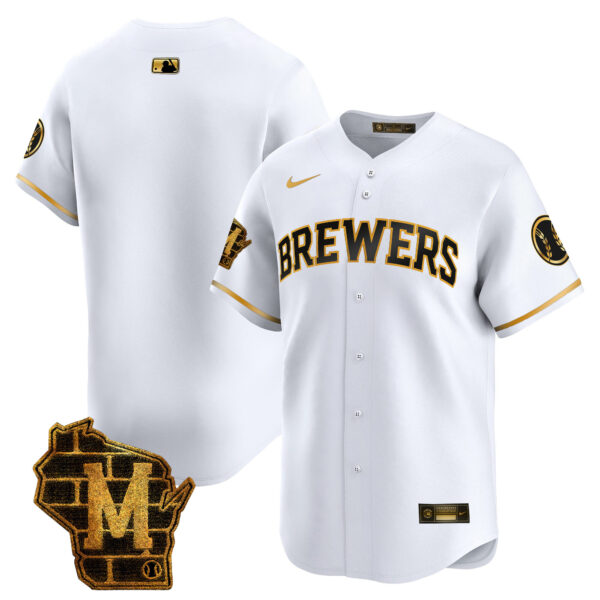 Men's Milwaukee Brewers Home Patch Vapor Premier Limited Jersey - All Stitched - Image 12