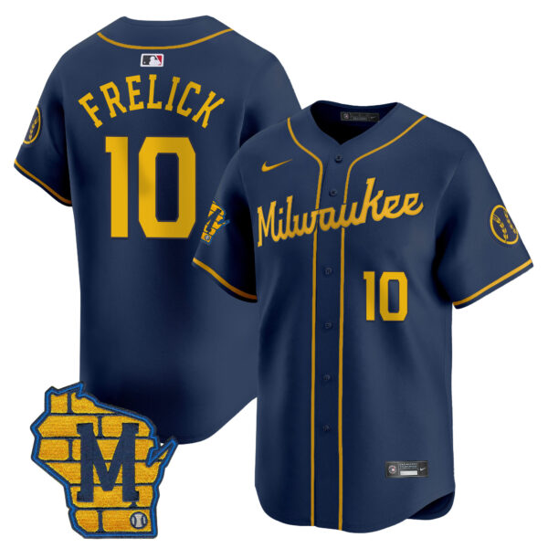 Men's Milwaukee Brewers Home Patch Vapor Premier Limited Jersey - All Stitched - Image 20