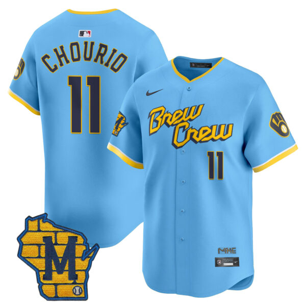 Men's Milwaukee Brewers Home Patch Vapor Premier Limited Jersey - All Stitched - Image 29