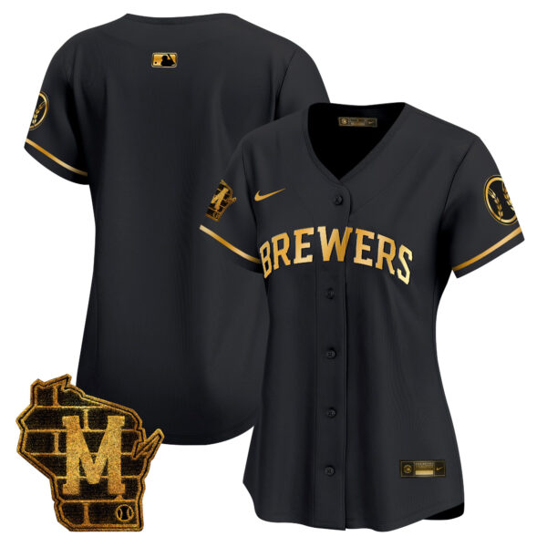 Women's Milwaukee Brewers Home Patch Vapor Premier Limited Jersey - All Stitched - Image 6