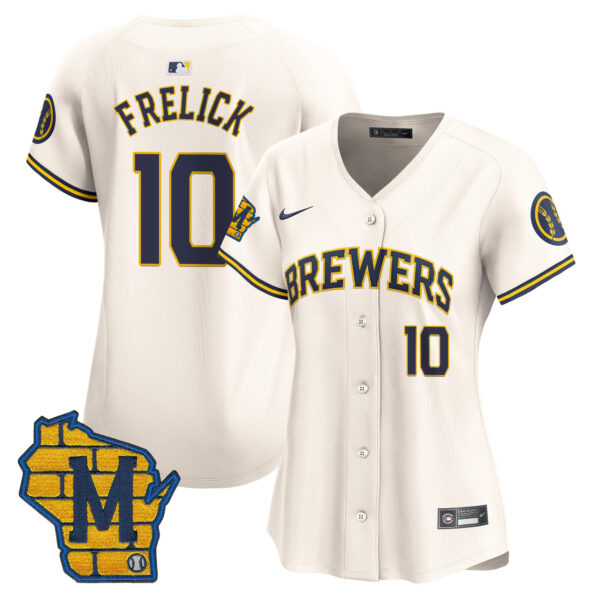 Women's Milwaukee Brewers Home Patch Vapor Premier Limited Jersey - All Stitched - Image 14