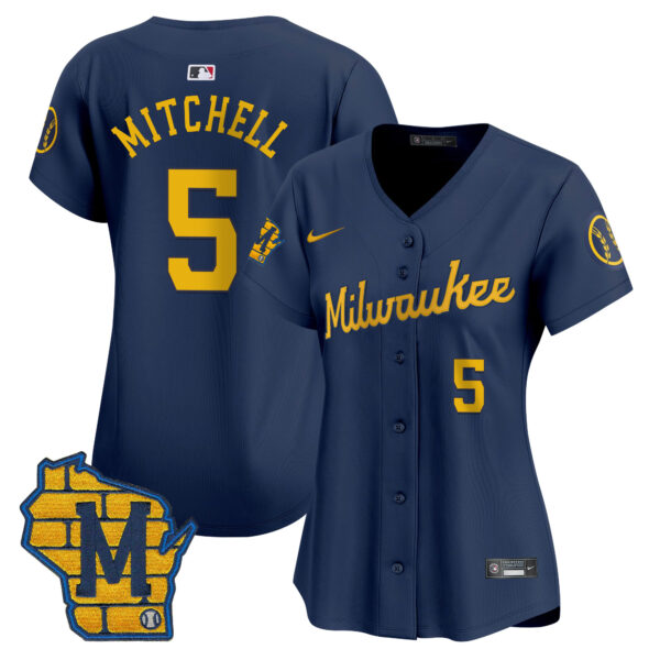 Women's Milwaukee Brewers Home Patch Vapor Premier Limited Jersey - All Stitched - Image 21
