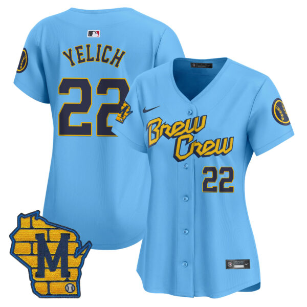 Women's Milwaukee Brewers Home Patch Vapor Premier Limited Jersey - All Stitched - Image 25