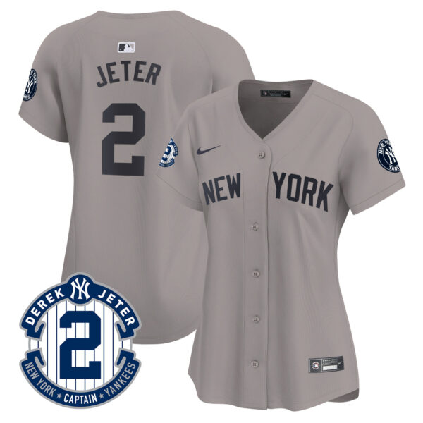 Women's New York Yankees Derek Jeter Patch Vapor Premier Limited Jersey - All Stitched - Image 28