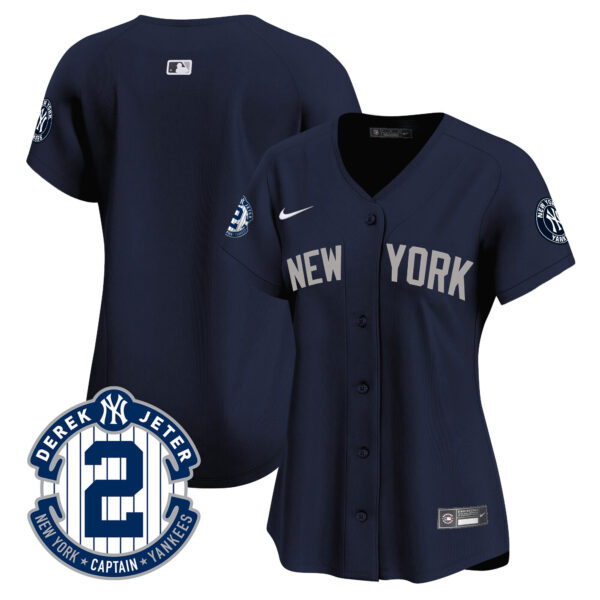 Women's New York Yankees Derek Jeter Patch Vapor Premier Limited Jersey - All Stitched - Image 40