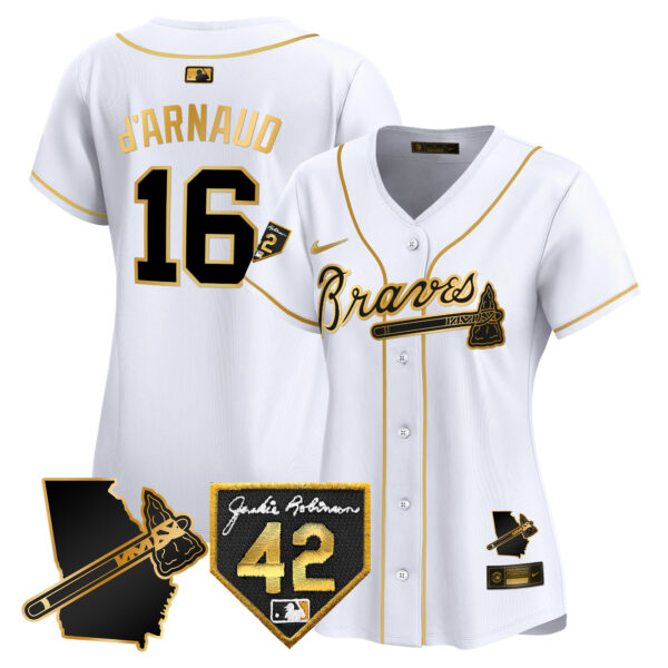 Women's Atlanta Braves 2024 Robinson & Georgia Patch Vapor Premier Limited Jersey - All Stitched - Image 12