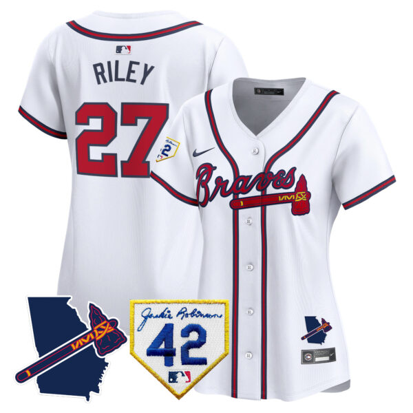 Women's Atlanta Braves 2024 Robinson & Georgia Patch Vapor Premier Limited Jersey - All Stitched - Image 23