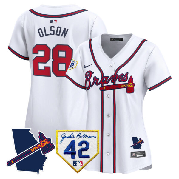 Women's Atlanta Braves 2024 Robinson & Georgia Patch Vapor Premier Limited Jersey - All Stitched - Image 25