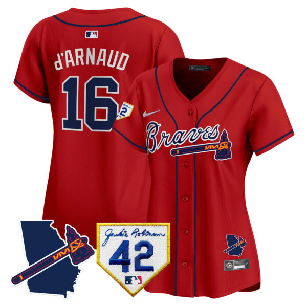 Women's Atlanta Braves 2024 Robinson & Georgia Patch Vapor Premier Limited Jersey - All Stitched - Image 32