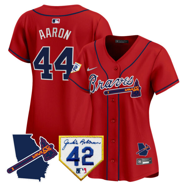 Women's Atlanta Braves 2024 Robinson & Georgia Patch Vapor Premier Limited Jersey - All Stitched - Image 38