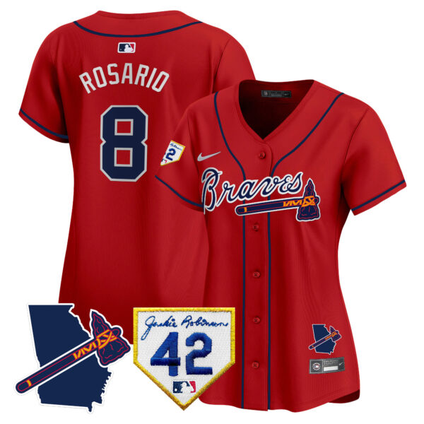 Women's Atlanta Braves 2024 Robinson & Georgia Patch Vapor Premier Limited Jersey - All Stitched - Image 37