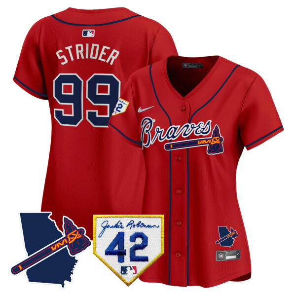 Women's Atlanta Braves 2024 Robinson & Georgia Patch Vapor Premier Limited Jersey - All Stitched - Image 39