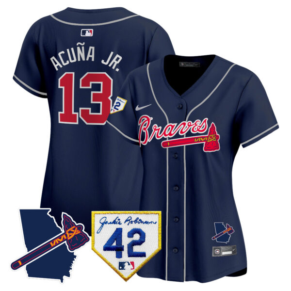 Women's Atlanta Braves 2024 Robinson & Georgia Patch Vapor Premier Limited Jersey - All Stitched - Image 41