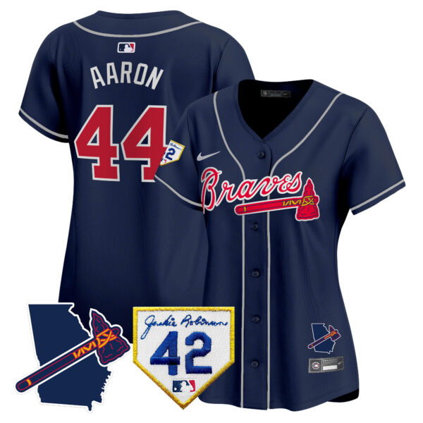 Women's Atlanta Braves 2024 Robinson & Georgia Patch Vapor Premier Limited Jersey - All Stitched - Image 48