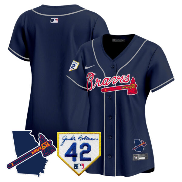 Women's Atlanta Braves 2024 Robinson & Georgia Patch Vapor Premier Limited Jersey - All Stitched - Image 50