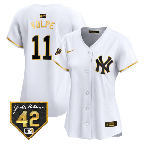 Women's New York Yankees 2024 Jackie Robinson Patch Vapor Premier Limited Jersey - All Stitched - Image 10