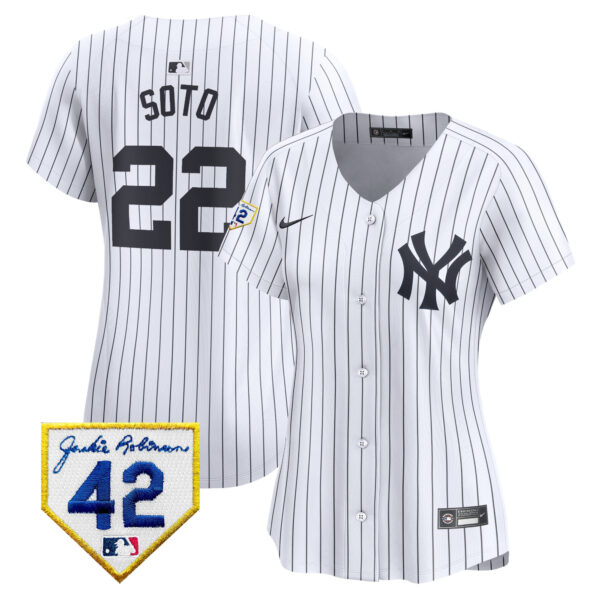 Women's New York Yankees 2024 Jackie Robinson Patch Vapor Premier Limited Jersey - All Stitched - Image 22