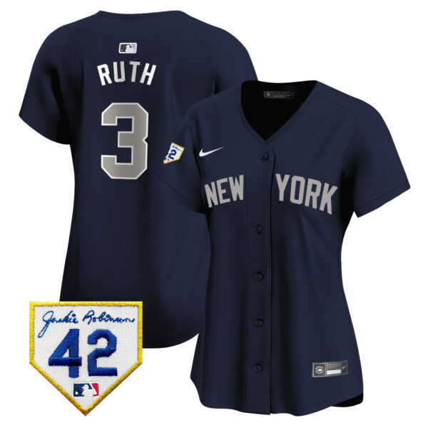 Women's New York Yankees 2024 Jackie Robinson Patch Vapor Premier Limited Jersey - All Stitched - Image 35